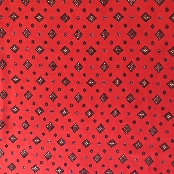 VTG Ginnie Johansen Silk Scarf Red Navy Floral Square Foulard Hand Rolled Hems - Picture 5 of 8